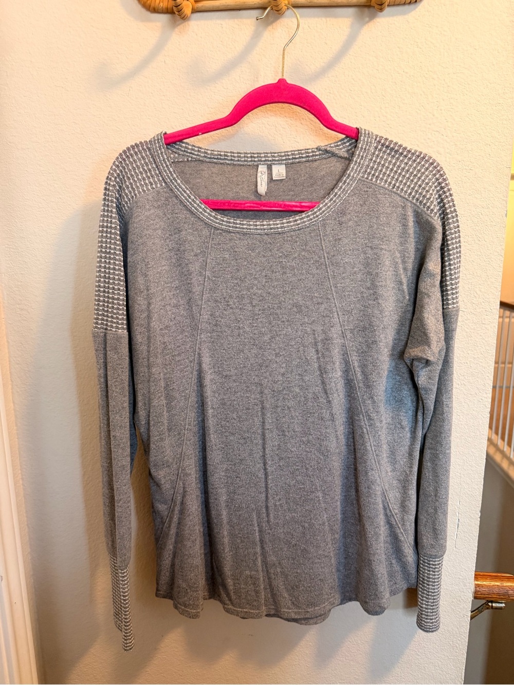 Cato Gray Knit Long-Sleeve Tunic Top